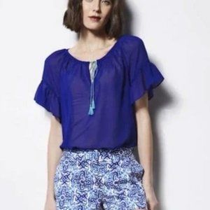 Milly For DesigNation Royal Blue Sheer Blouse Size Large